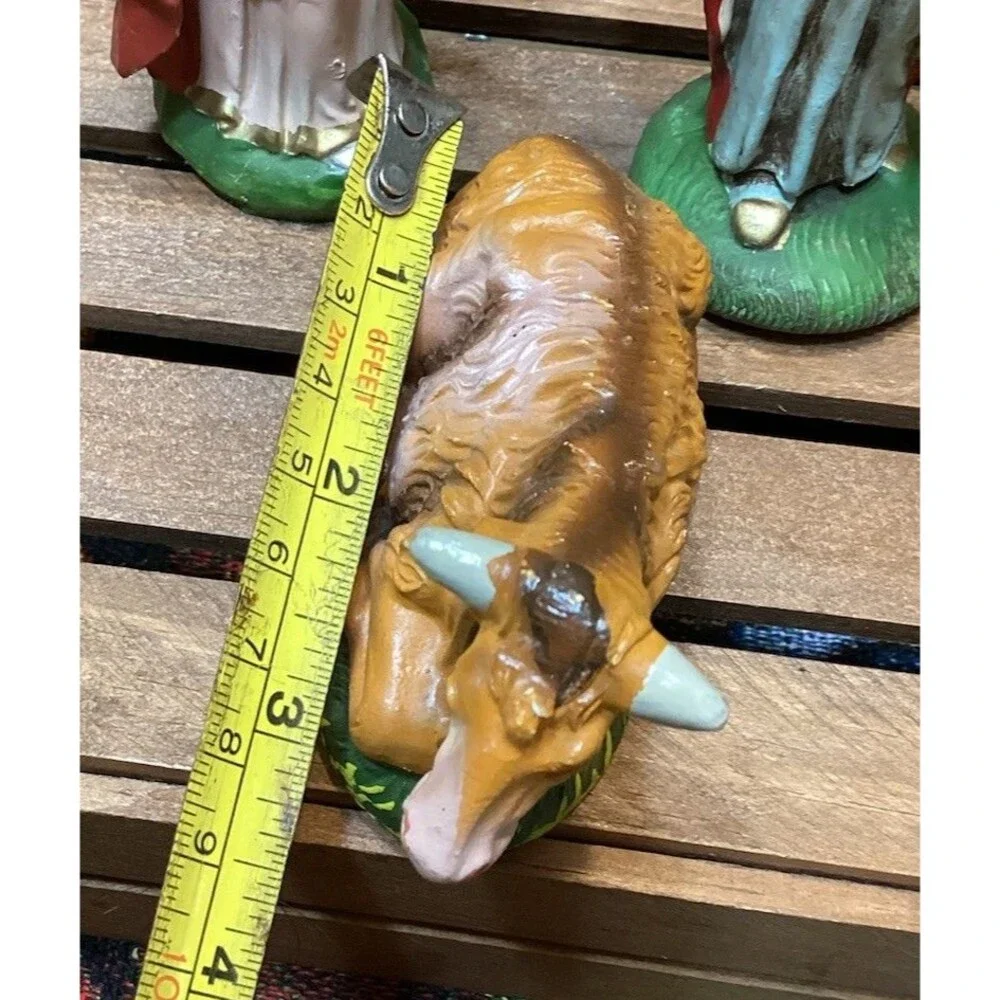 Italy Nativity COW/OX & Wisemen Paper Mache Composite Figure Replacement Vintage
